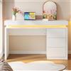 NADEUSAK Scrivania 120 × 50 × 78,5 cm con tre cassetti, piano di lavoro allungato ed esteso bianco, gambe rinforzate, per home office