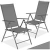 tectake® Set da 2 Sedie da Giardino in Alluminio, Sedie Pieghevoli, Leggere, Schienale Regolabile in 7 Posizioni, Facili da Lavare, 67x56x105cm, Salva Spazio, Carico Max cad 110kg - Grigio/Antracite