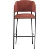 Cribel BRIGITTE Set 2 Sgabelli Alti da Bancone Bar in Tessuto Ruggine con Gambe Nere, Altezza Seduta 75 cm, Design Moderno con Schienale Ergonomico, 50x50x110 cm