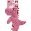 FOFOS Giocattolo di peluche per cani, con sonaglio interno, tessuto rinforzato, lavabile in lavatrice, giocattolo per la pulizia dei denti (dinosauro rosa)