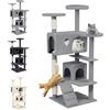 ACXIN Tiragraffi per gatti, stabile, con grotta per gatti, colonne e piattaforme, per gatti, altezza 130 cm, tipo A, grigio chiaro