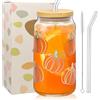 Booaee Bicchiere con Cannuccia,500 ml Bicchiere Vetro con Cannuccia per Halloween Bicchiere con Cannuccia Halloween Zucca Bicchieri per caffè succo di frutta cocktail e altro ancora