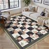 PureCozy Tappeto Salotto Lavabile Floreale a Quadri 140x200cm Moderno Tappeto Da Cucina Salotto Camera Da Letto Tappetino Antiscivolo Pelo Corto Morbido Nero Bianco Carpet