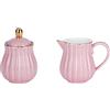 Eplze YBK Tech - Set di bricco per latte e zuccheriera in porcellana, per degustazione di caffè, motivo a righe, colore: rosa