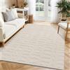 SHACOS Tappeto Camera da Letto Beige, Morbido Tappeti Salotto Moderni 120 x 160 cm, Antiscivolo Tappeto Lavabile in Lavatrice per Cameretta, Cucina, Geometrico Minimalista Ciottoli 3D
