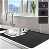 ZICRO Super Assorbente Tappetino Scolapiatti,Tappetino Lavello Cucina Asciugatura Rapida,Tappetino per Scolapiatti con Supporto in Gomma Antiscivolo, tappetino Macchina Caffe (Nero, 43x80cm)
