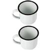 Amosfun Tazza da Viaggio Smaltata Retrò 2 Pezzi Bianca, per Bevande | Smalto Resistente, Stile Semplice e Bello, Uso Versatile per Caffè, Tè, Latte, Acqua e Cioccolata
