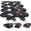 Hair2Heart 25 x 0.5g Extension Capelli Veri Cheratina - 50cm, Colore #1b Nero Naturale, ondulato