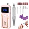 MOCOWIND - Trapano per unghie portatile professionale 35000 giri/min, lima elettrica ricaricabile per unghie, lima E per rimuovere la lucidatura del gel acrilico, senza fili, con kit di punte per