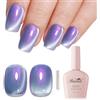 Imtiti Aurora Smalto per occhi di gatto, smalto per unghie blu perlato viola olografico glitterato magnetico UV Soak Off (0.34 Fl Oz-994)