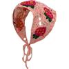 Wambere 1 bandana all'uncinetto, fascia per capelli, vintage, motivo floreale, stile rurale, sciarpa per capelli triangolare, per donne e ragazze, rosa
