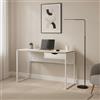 Dmora - Scrivania Brielle, Scrittoio Multiuso, Tavolo per Ufficio Porta PC, Piano di Lavoro, 130x48 h77 cm, Bianco
