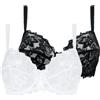 Sans Complexe - Arum - Set di 2 Reggiseni a Coppa con Ferretti - Pizzo - Donna - Bianco + Nero - 3D