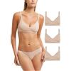 POMPEA 3 Pezzi Reggiseno Senza Ferretto in Cotone, Brassiere Morbida ed Elastica con Coppe Preformate