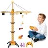 JONRRYIN Gru a Torre Telecomandata, 128 cm 2,4 Hz Gru Radiocomandata, Gru Filoguidata 6 Canali, Cantiere Telecomandato con Luci e Suoni, RC Ingegnere del Veicolo Ascensore Compleanno per Bambini