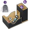 Jaffzora Dice Roller Tower, Magnetic Dice Tray for Rolling, Foldable Leather Dice Organizer Tower Fits for Dungeons & Dragons, MTG DM and Player, Black & Golden