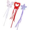 FUNNETOYU Set da 3 Bacchette Magiche per Bambine Design Cuore, Pentagramma e Farfalla in Plastica e Paillettes per Feste di Compleanno e Giochi di Ruolo