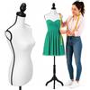 BAKAJI Manichino Busto Sartoriale Femminile Da Sarta Per Capi Di Sartoria Abbigliamento Tailleur Torso Da Donna Altezza Regolabile Per Vetrine Con Treppiede Struttura In Legno 42 x 170cm (Total White)