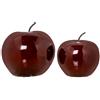 DRW Set di 2 statuette di mele in ceramica bordeaux lucido, 23 x 23 x 23 cm