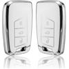 PRIDEOY Custodia Chiave Auto Set 2 Pezzi, Guscio TPU per VW Golf 8 MK8 ID.3 ID.4, Cupra Formentor, Seat Leon, Skoda Enyaq, Anturto & Senza Disturbo Segnale,argento