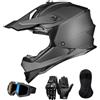 ILM Adulti Casco Moto Cross Uomo Donna Full Face con Occhiali Guanti Maschera Dirt Bike ATV Off Road Go Kart ECE22.06 DOT Modello WS-901,Fibra di Carbonio,M