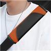 povtii 2 coperture per cintura di sicurezza auto, in fibra di carbonio, imbottiture per cinture di sicurezza, protezioni per collo e spalle, accessori universali per auto (nero + arancione)