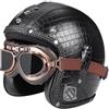EBAYIN Casco vintage retrò Scooter Casco jet ciclomotore Casco mezzo casco in pelle 3/4 con visiera Casco aperto per uomo e donna Certificazione DOT ECE,K-XXL(63~64cm)