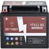 Battanux Batteria Moto Battanux YTX12-BS 12V 12Ah AGM - Alta Capacità, Senza Manutenzione, Antiperdite, Pronta all'Uso per Moto, ATV e UTV