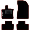 QUEMAR Tappetini Auto per Renault Captur II, Bordo Rosso, 1 Ricamo | dal 2020 / anche E-Tech Plug-in Hybrid / Kit Tappeti Moquette e Gomma su Misura / Set 2 Ant.+2 Post./ Ricami e Colori Person.