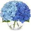 Briful Fiori artificiali di ortensia in vaso, 17,8 cm, fiori finti di ortensia realistica al tatto, in vaso di vetro con acqua sintetica, composizione di fiori artificiali blu per centrotavola di