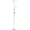 Brilliant Spari Deckenfluter mit Leselampe beige - LED Stehlampe - 1,8 m | 180cm, E27+E14 Fassung, verstellbarer Arm, Aluminium/Kunststoff, beige