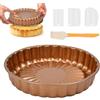 VGECEE Stampo per Charlotte da 25cm con 3 Raschietto per Pasta, 1 Silicone Spatula | Teglia per Torte Chicago Metallic Professional Tortiera per Pan di Spagna per Quiche Pan