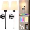 GuKKK 2 Pezzi Applique da Parete Interno,6000 mAH Applique Senza Fili,Lampada da Parete a batteria Ricaricabile USB,Lampada da Muro Dimmerabile con Telecomando per Camera da Letto Soggiorno Corridoio (Nero)