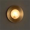 Kikioo Applique da parete circolare moderna in ottone e alabastro naturale, lampada da parete minimalista con luci effetto marmo dorato, lampada da parete contemporanea per bagno, mobiletto, soggiorno