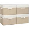 GRANNY SAYS Scatole in Tessuto con Coperchio, 43 x 30 x 29 cm, Bianco&Kaki | Set di 4 Scatole Grande per Armadio Rigide in Tessuto, Scatole Portaoggetti Grigio per Scaffali, Organizzatori per Vestiti