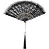 CREATCABIN Ventaglio Pieghevole in Pizzo Nero Ventaglio Pop Danza in Linea Ventaglio Lolita Ricamato Ventaglio Pieghevole A Scatto Spettacoli Danza Feste Decorazioni Matrimoni Ventagli 247x455x20mm