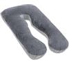 AS AWESLING Cuscino per gravidanza, a forma di U, cuscino per allattamento, supporto e maternità per donne incinte con rivestimento in velluto rimovibile (jersey grigio)