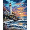 Hdfvlfdsa Kit Punto Croce Prestampato Faro Sul Mare 40X50Cm Set Schemi Punto Croce Kit Da Ricamare Prestampato Per Principianti, Disegni Quadro Quadri A Mezzo Punto Croce Da Ricamare Kit Completo Pres