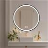 HIGHBATH Specchio da bagno rotondo con luci LED, 80 cm, cornice nera, anti-appannamento, 3 temperature di colore, dimmerabile, impermeabile