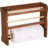 EMPOTEC Mensola da Muro Parete Porta Rotolo Carta Scottex Asciugamani Domopack Carta Forno Pellicola Trasparente Dispenser 3in1 con 2 Taglierina Seghetto Cucina in Legno Scuro o Chiaro (Legno Scuro)