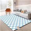SCAUA Tappeto A Scacchi, Tappeti da Esterno in Bianco E Nero Tappeti Marocchini A Scacchi Tappeti Lavabili Multicolore per Corridoi, Porte, Camere da Letto, Corridoi (Blue,100x200cm)