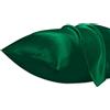 Lirex Set di 2 Federe in Raso 40x80cm, Protezione Capelli e Pelle & Antirughe, Chiusura a Busta,(Verde)