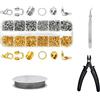 Quorumsg 923 Pezzi Chiusure per Braccialetti Kit, Robusto e Durevole Chiusure per Collane, Kit per Braccialetti con La Scatola Divisorio, per Gioielli, Collane Fai da Te(Argento, Oro)