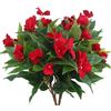 CEWUDA 2 Pz Fiori Finti da Esterno Impatiens Artificiali Rami Cespugli di Fiori di Seta Impatiens Rosso Fiori Artificiali Resistente ai Raggi UV Piante per Vaso Interni Esterni Giardino Balcone Tavolo