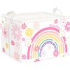 Clastyle Ceste Biancheria Bambini Arcobaleno Cestino Giocattoli Vestiti Impermeabile per Ragazza Cestino Portaoggetti per Bagno Cameretta Bucato, Margherita, 40x30x30 cm