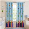 VKZ Set 2 Tende per Cameretta Bambini con Occhielli, Pannelli Tenda Filtranti per Camera da Letto Bambini e Finestra, Fantasia Matite Arcobaleno Sole e Alberi