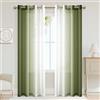 XWZO - Tende con occhielli, tende trasparenti in voile con sfumature di colore, tenda ombre per camera da letto e soggiorno 245 cm x 140 cm (altezza x larghezza), colore verde militare