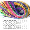 JurciCat 200 pezzi Nastri Scoubidou Fili Scubidu Scoubidou fili Cordoncino fai da te per braccialetti collana portachiavi (20 colori 10 clip e 10 anelli portachiavi)