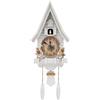 Chensyo Orologio a cucù da parete, moderno, bianco, silenzioso, a forma di casa, con chiamata a cucù e volume regolabile, funzionamento a batteria, per soggiorno, cucina, ufficio