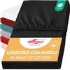 Darymex Lenzuolo con Angoli - 90 x 200 cm - Lenzuolo Elasticizzato in Raso di Cotone - Liscio - Lucido - per Materassi fino a 20 cm - Nero